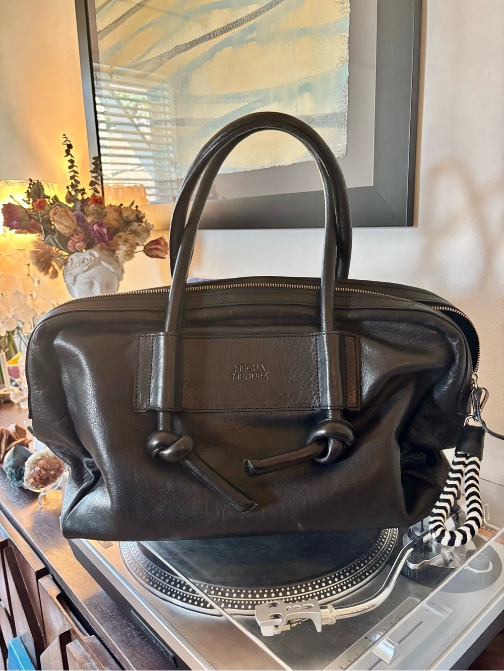 Mecha Mendez Litoral Bag -  Black Travel/Work Zippered Tote - Unique Design